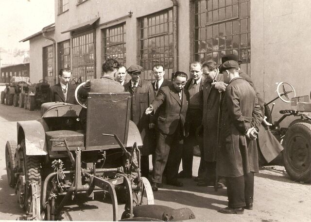 Továrna Svoboda Motor Kosmonosy roku 1946 krátce po zavedení národní správy. Zdroj: archiv pamětníka Václava Svobody